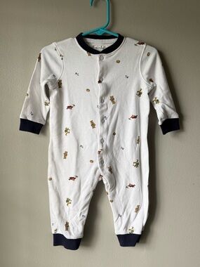 Ralph Lauren Baby Boy Football Bear Onesie Pajamas 9 months